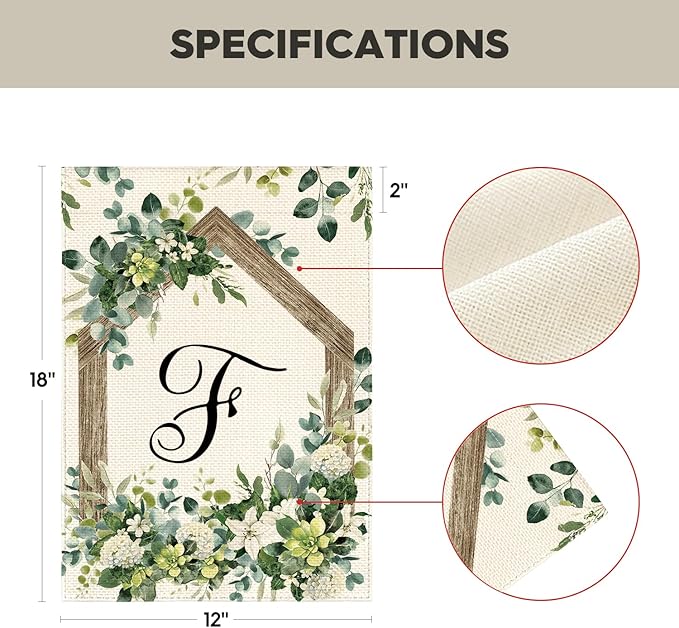 AVOIN colorlife Initial Letter F Monogram Garden Flag 12x18 Inch Double Sided Outside, Spring Floral Family Last Name Yard Decoration