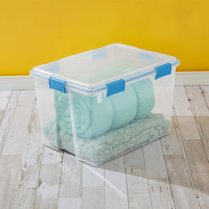 Sterilite Gasket Storage Box with Lids for Home & Office, 80 Quart, 12-Pack