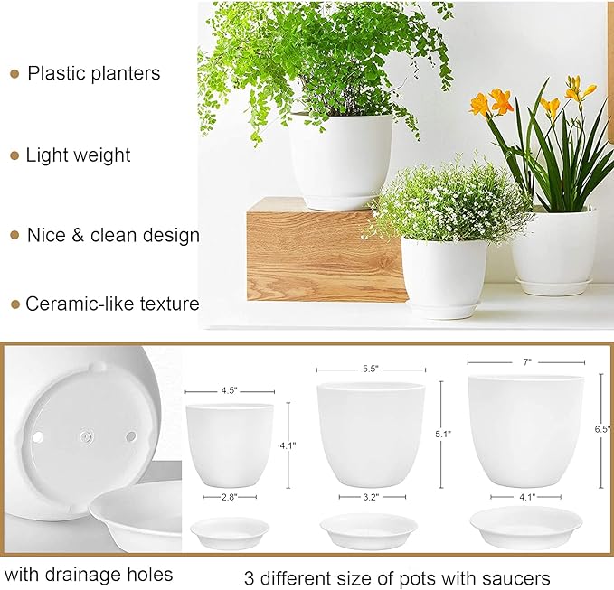 Bouqlife Macrame Plant Hangers with Pots and Saucers, 3 Pack Hanging Planters for Indoor Plants Hanging Plant Holders with Hooks 34" / 26" / 20"