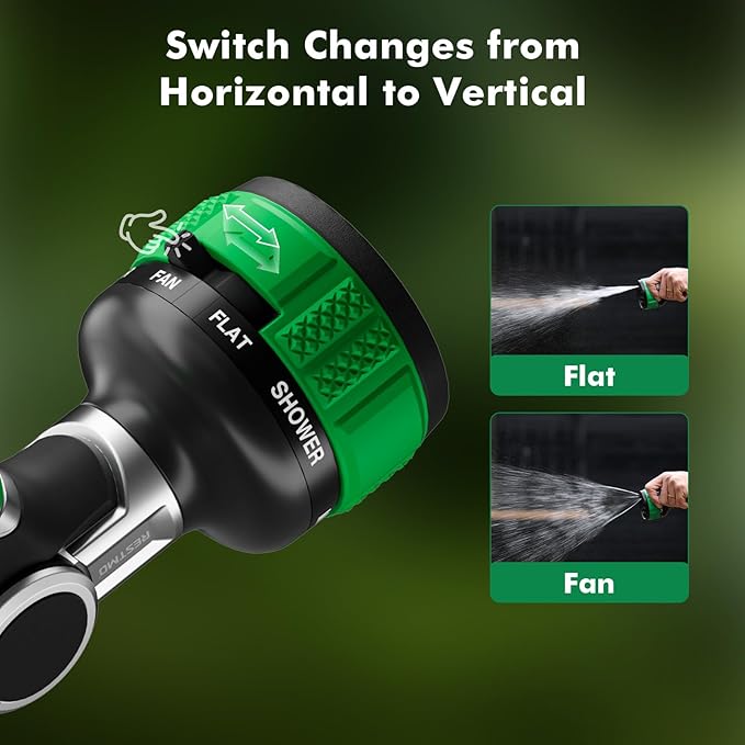 RESTMO Water Hose Nozzle Heavy Duty, Garden Hose Nozzle with 9 Adjustable Spray Patterns, High Pressure Hose Sprayer Nozzle with Flow Control for Watering Plants & Lawns, Washing Cars & Pets