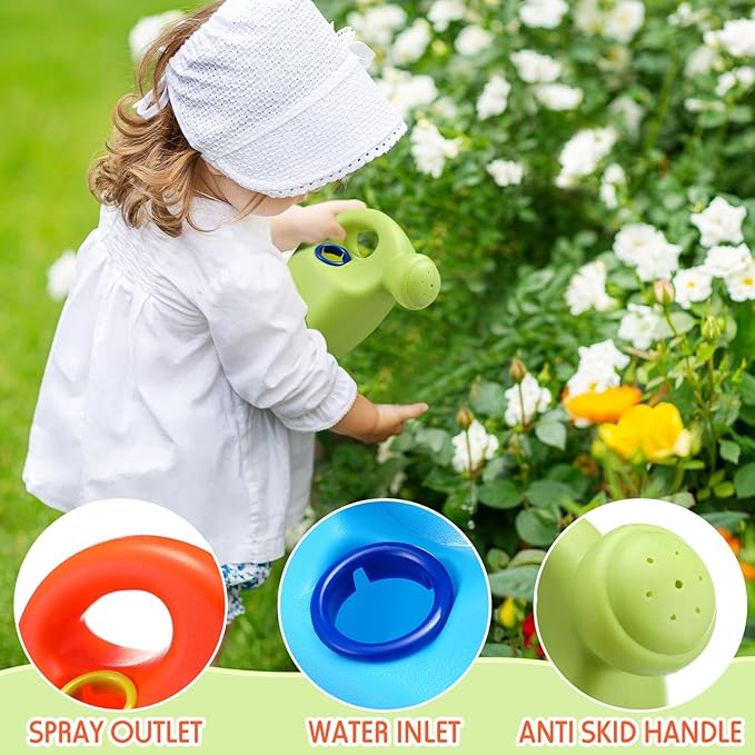 Lunmon 3 Pcs Kids Watering Can Plastic Mini Watering Can Bulk for Child Toddler Flower Garden Sand Beach Toy Garden Tools for Boys Girls End of Year Gifts
