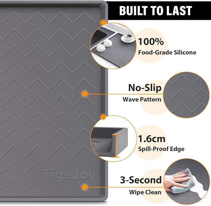 TigeJoy Under Sink Mats for Kitchen Waterproof 31" x 19", Cabinet Liner