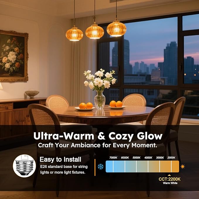 GvvooHome 64 Pack S14 LED Replacement Light Bulbs, Shatterproof Plastic 1W Outdoor String Light Bulbs for Patio, Garden, Waterproof, E26 Regular Medium Screw Base, Warm White