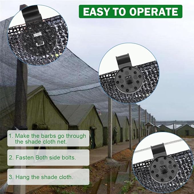 100Pcs Shade Cloth Clips - Black Round Plastic Sun Shade Clip,Shade Cloth Heavy Duty Lock Grip for Sun Shade Net,Gardening Shade Cloth,Anti Bird Netting Windproof Awning Clamp