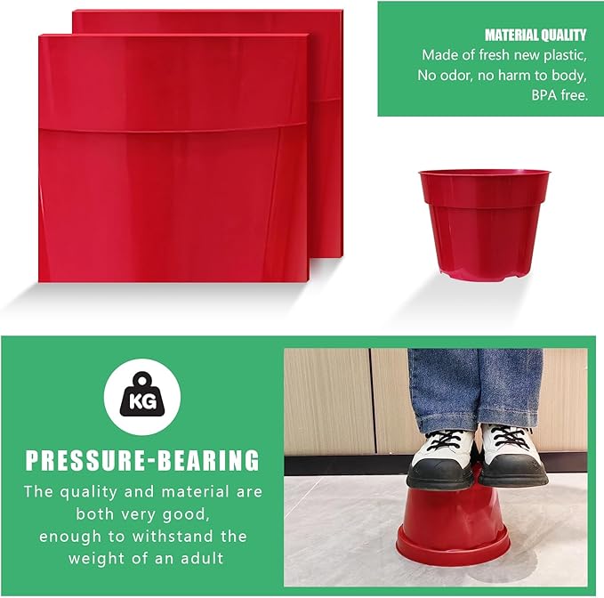 RooTrimmer 8 inch Plastic Flower Pots, Red Plant Pots 12Pack with Saucers for Indoor House Plants Growing and Decoration