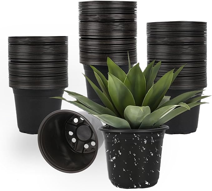 100 Packs 4 5 6 Inch Nursery Pots, Plastic Nursery Pots for Plants with Drainage Holes, Seed Starting Garden Pots of Flower Plant Container for Succulents, Transplanting (100, 5 Inch)