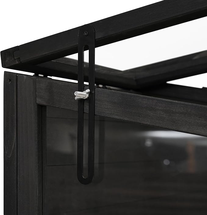 RUNNA 78-inch Wooden Greenhouse Cold Frame with 4 Independent Skylights and 2 Folding Middle Shelves, Walk-in Outdoor Greenhouse for Outdoor Indoor Garden Use (Black#017)