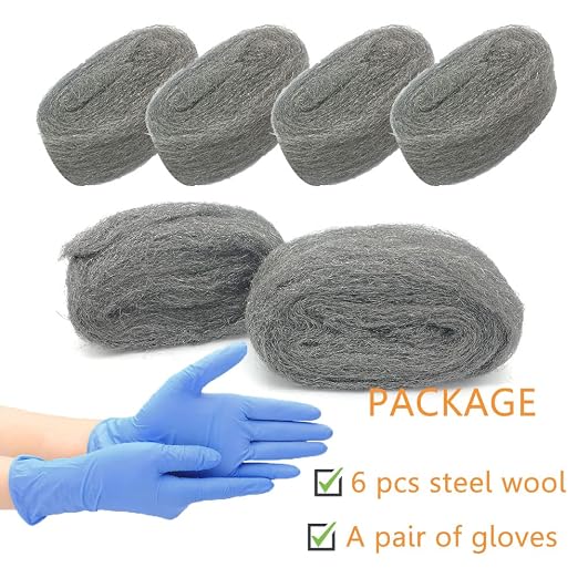 Steel Wool Fill Fabric DIY Kit, Coarse Wire Wool Hardware Cloth, Gap Blocker, Keep Mice Away from Holes/Siding/Pipeline/Vents in Garden, House, 6 Pack × 10FT | Hole Filler, Gap Blocker, Barrier, Keep Mice Away from Holes, Siding, Pipeline, Vents in Gar...