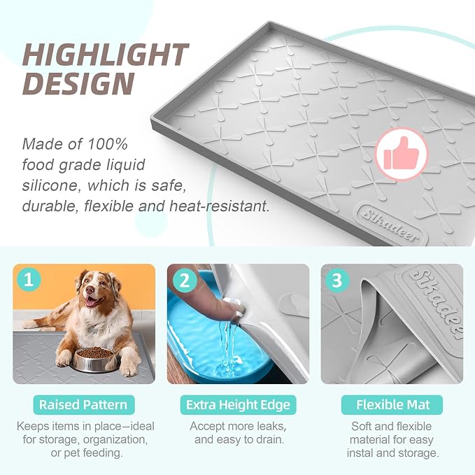 SIKADEER Waterproof Under Sink Mat 31" x 19" Silicone Mat Cabinet Protector | Heavy Duty Kitchen Cabinet Liner, Easy Press Drain, Home Essentials for Pet Feeding, Boots, Bathroom, Organizers & Storage