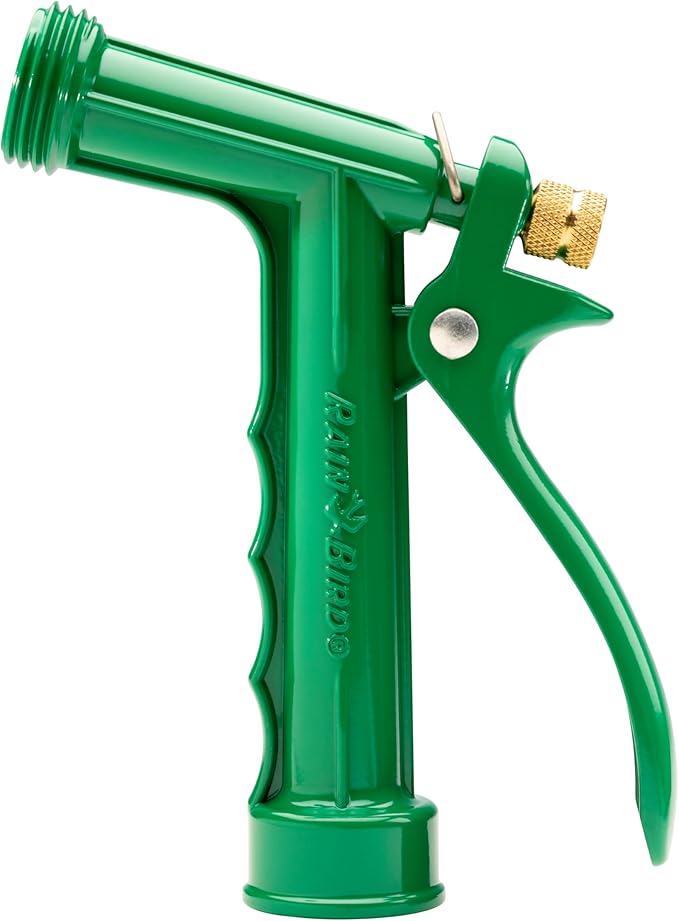 Rain Bird C06506 Classic Pistol Grip Rear Trigger Garden Hose Nozzle with Threaded Front, Durable Zinc Metal Body, Multi-Pattern, Green