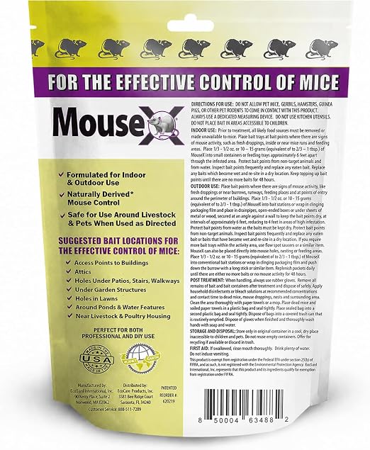 MouseX Rodent Control Bait Pellets for Rats & Mice – Indoor & Outdoor Use Pellets | 5 oz. Bag | Poison Free, Pet Safe