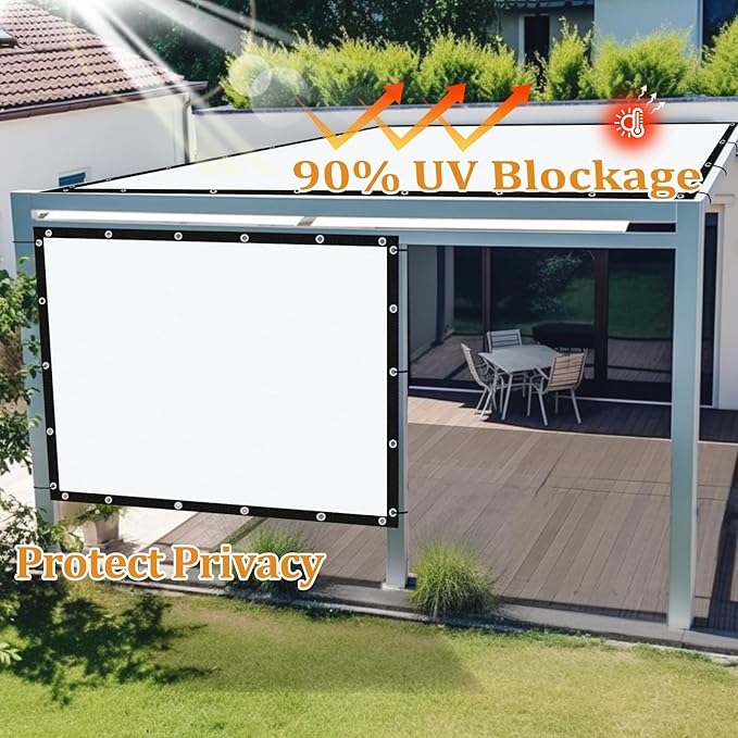 Shade&Beyond Customized Size 90% Sun Shade Cloth with Grommets, 5' X 14' Pergola Shade Cover Canopy, Mesh Tarp Sun Screens for Patio, Outdoor, Garden, Backyard GN01, White