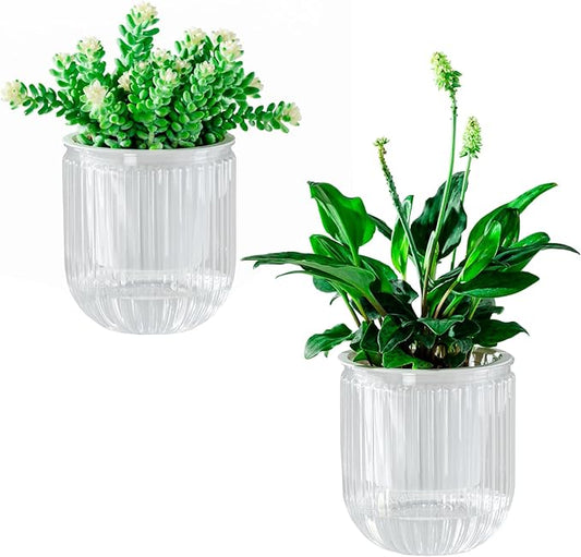 Melphoe Self Watering Pots for Indoor Plants Planter, 4.7 Inch 2 Pack Planters Self Watering Plant Pots for Flower, Houseplants, Succulent, African Violets and Cactus with Drainage