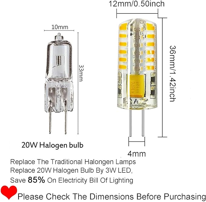 RAYHOO G4 LED Light Bulbs 3W AC/DC 12V 10pcs (White 6000K)