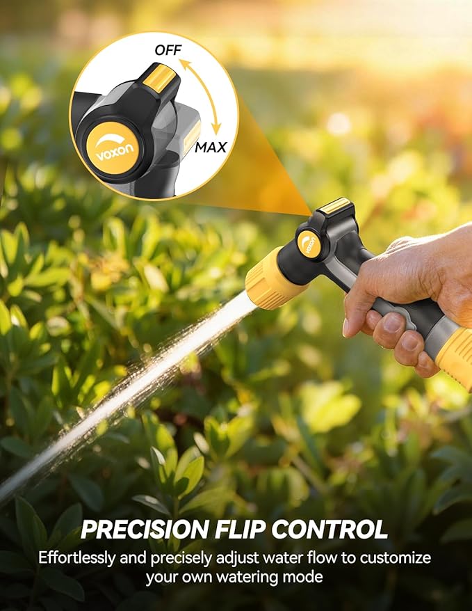 VOXON Garden Hose Nozzle Heavy Duty Metal - High Pressure Water Hose Nozzle Sprayer with Thumb Flow Control, Adjustable Spray Patterns for Outdoor Plants/Lawn Watering, Car Washing, and Pet Showering