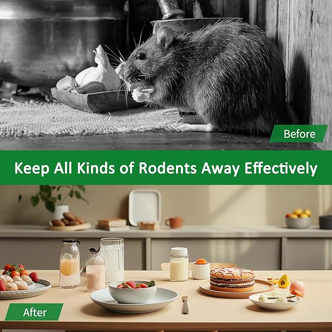 24 Pack Rodent Repellent Pouches - Peppermint Oil Mouse Repellent for Indoor and Outdoor Use - Natural Deterrent for Mice,Rats,Squirrels&Roaches-Pet&Family Safe, Long Lasting for Car,RV,Garage&Garden