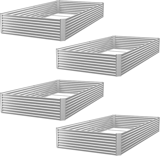 4pcs 4x2ft Galvanized Raised Garden Bed Outdoor,Above Ground Garden Bed for Vegetable,Metal Raised Beds for Flower,Steel Raised Beds for Gardening