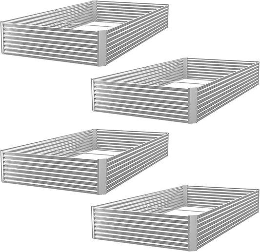 4pcs 4x2ft Galvanized Raised Garden Bed Outdoor,Above Ground Garden Bed for Vegetable,Metal Raised Beds for Flower,Steel Raised Beds for Gardening