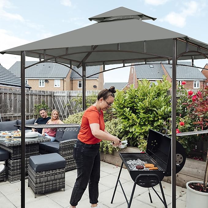 Eurmax USA High Performance Grill Gazebo Canopy Replacement Cover 5x8 BBQ Shelter Top (Gray)
