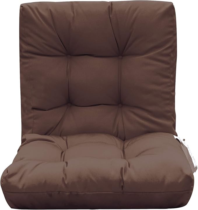 QILLOWAY Outdoor Chair Cushion for Patio Furniture, Waterproof Patio Cushions Set of 4 with Ties, Fade Resistant Replacement Pads for Outdoor Rocking Chairs,Coffee