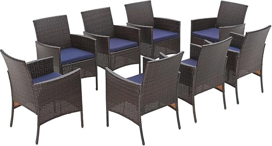 Sophia & William Wicker Patio Chairs Set of 8, 8 Pcs All-Weather Rattan Outdoor Dining Chairs with Seat Cushions