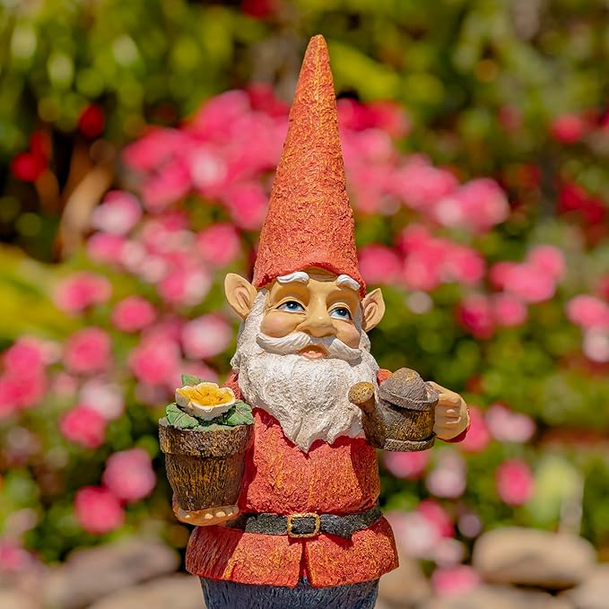Zaer Ltd. Classic Spring Gnome Garden Statue in Assorted Styles (Gnome with Flower Pot)