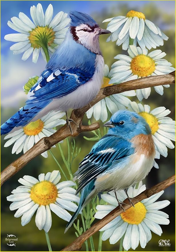 Birds and Daisies Spring Garden Flag 18" x 12.5" Briarwood Lane