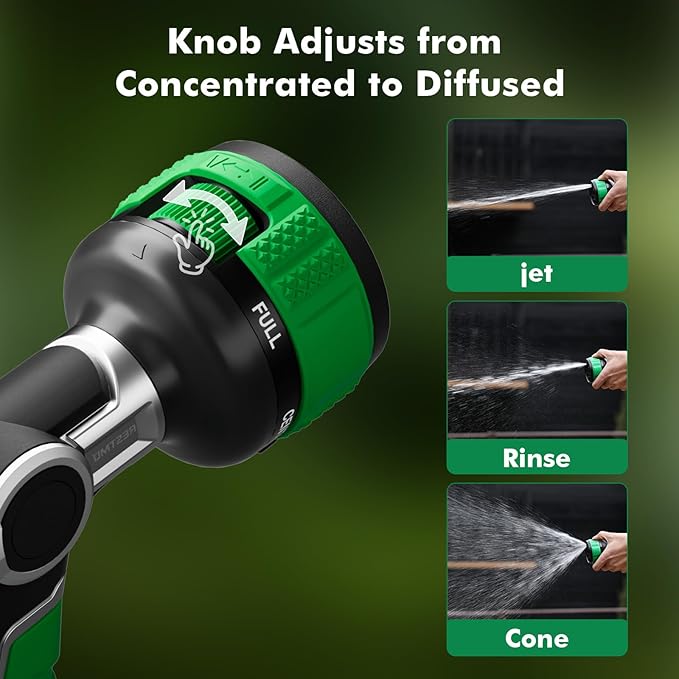 RESTMO Water Hose Nozzle Heavy Duty, Garden Hose Nozzle with 9 Adjustable Spray Patterns, High Pressure Hose Sprayer Nozzle with Flow Control for Watering Plants & Lawns, Washing Cars & Pets