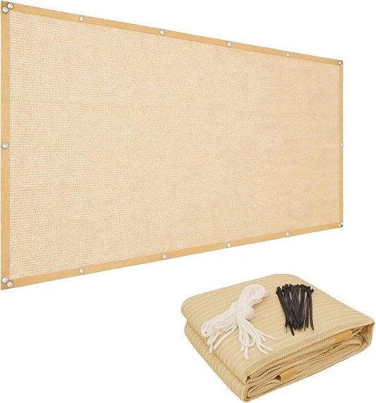 FAIR WIND 90% Sun Shade Cloth with Improved Grommets 5’ X 10’ Outdoor Sun Screen Fabric Cover for Patio Garden Outdoor Pergola Canopy - Khaki