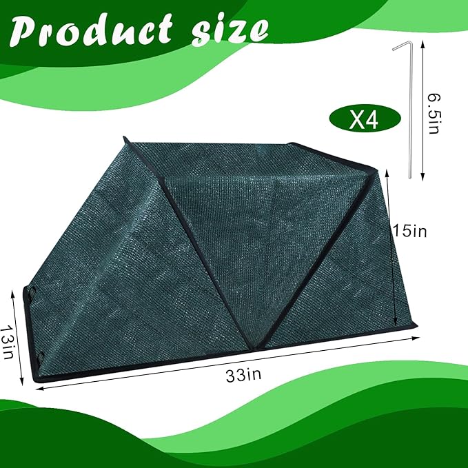 Mofuiry Foldable Plant Shade Tent, No Install Raised Garden Bed Sun Shade Cover with Stakes UV Resistant Summer Plant Protector Garden Sun Shade Cloth Net Crop Cages for Outdoor Plants, 32"x13"x14"