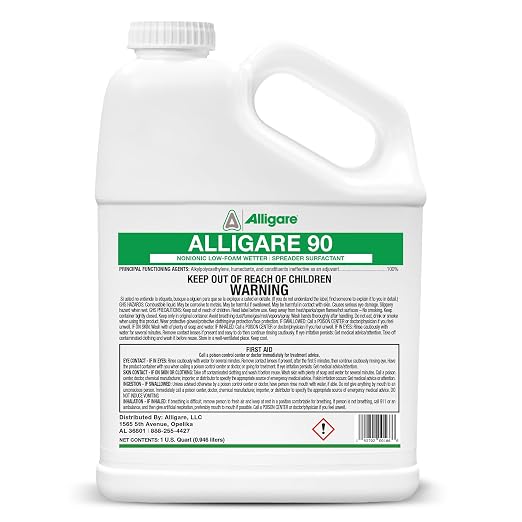 ALLIGARE 90 Nonionic Surfactant for Enhanced Spray Coverage - Low-Foam Wetting Agent- Versatile Use in Agriculture, Forestry & Aquatic Applications - 1 Quart