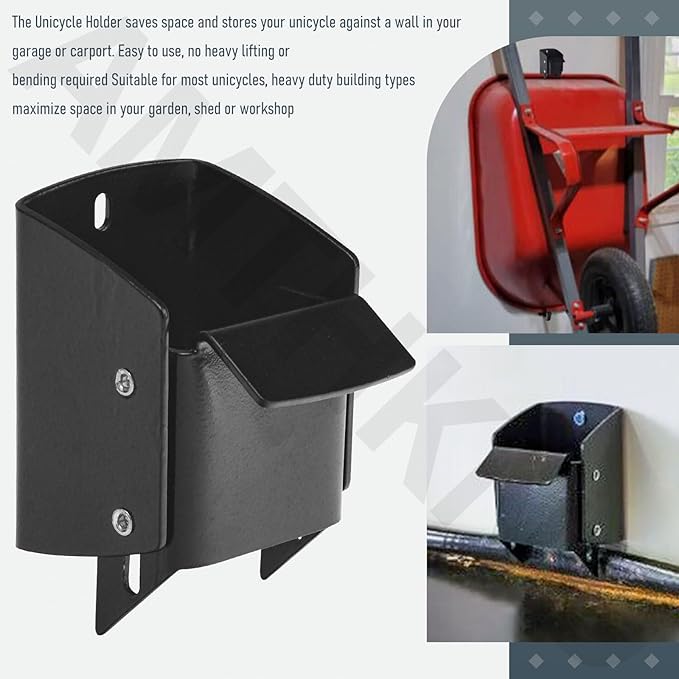 AMTHKNO Wheelbarrow Storage Bracket - 90 lbs Capacity, Use for Most Wheelbarrows, Effectively Saving Space in Gardens Shed or Workshops, Comes with Spring Loaded Lift Latch Safety Catch Feature