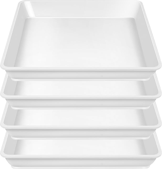 LWALRS 4 Pack Square Plant Saucer 16 Inch, Heavy Plastic Plant Saucer, Deep Heavy Duty Plant Pot Saucers, Planters for Indoors and Outdoors Plants，Large Plant Trays for Pots.