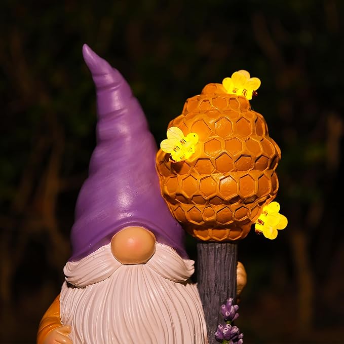 Zayton Solar Garden Outdoor Statues Gnomes Statues Yard Resin Decoration Gift Handmade Housewarming Gift for Patio Yard Lawn Waterproof Cracking