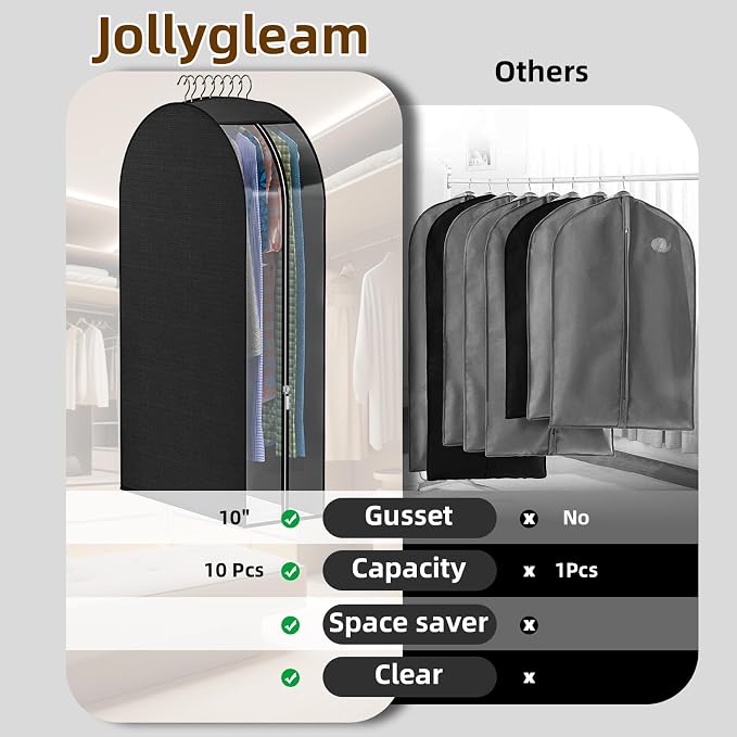 Black Garment Bags for Hanging Clothes, 4-Pack, 32"