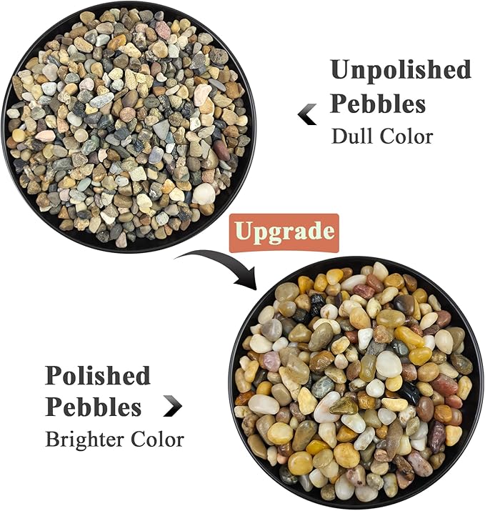 FANTIAN Poilished Fish Tank Gravel, 3/8 Inch Pebbles for Indoor Plants, Decorative Stones River Rocks for Succulent Soil Cover, Cactus, Aquarium, Vase Filler and Outdoor Garden Landscaping