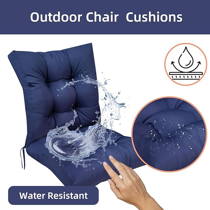 Outdoor Chair Cushions High Back Waterproof Set of 2 Tufted Burgundy Patio Rocking Chair Replacement Seat Back Cushion for Indoor Outodoor Patio Dining Chair 41.7"*20.8"*3.9"