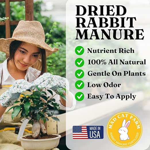 Rabbit Manure Fertilizer Pellets - All Natural Soil Amendment for Vegetable Gardens, Worm Composting, Indoor and Outdoor Potted Plants (5 Pounds)