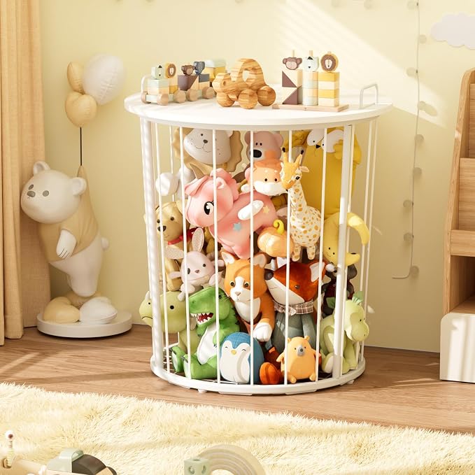 BBLIKE Large Stuffed Animal Storage End Table, Toy Storage for Kids Room