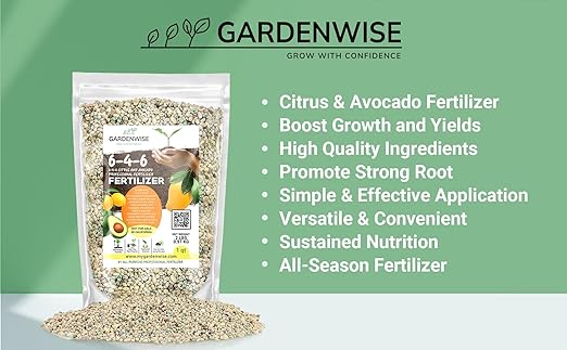 Gardenwise 6-4-6 Avocado and Citrus Tree Professional Fertilizer Plant Food for Outdoor/Indoor Gardening; Quick-Release Nitrogen Fertilizer; Orange, Lime, Avocado and Lemon Tree Fertilizer (10 QUARTS)