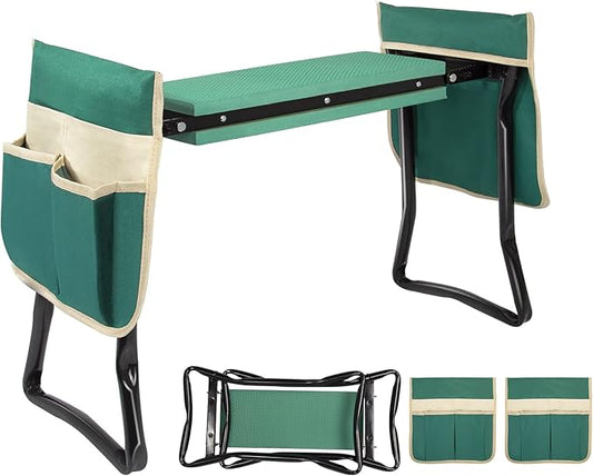 Uten Garden Kneeler Seat with Handles Portable Folding Gardening Stool Kneeling Stool Pad with 2 Bag