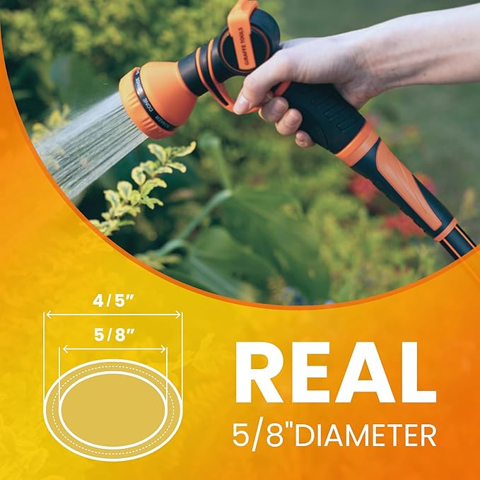 Giraffe Tools Garden Hose 5/8", Water Hose Heavy Duty, Flexible, Lightweight Hybrid Hose with Swivel Handle, 5ft Male to Female Fittings, Burst 600 PSI, Short Leader Hose