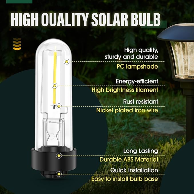 8 Pcs Solar Light Replacement Bulbs Warm White 3000k 0.5w DC 3v Solar Bulbs for Outside Garden Yard Patio Pathway Landscaping