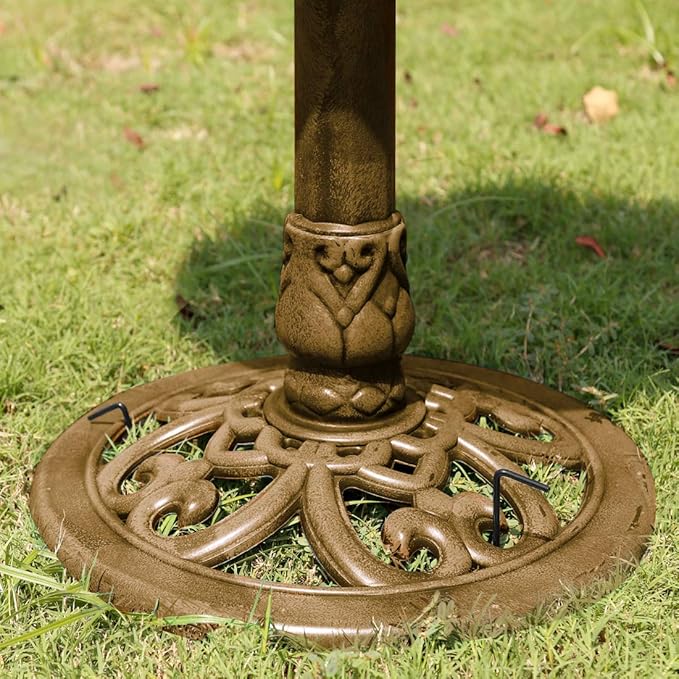 VIVOHOME Bird Bath with Solar Fountain for Outside, Polyresin Pedestal Bird Baths with Solar Powered Pump for Outdoor, Garden, Weather-Resistant Birdbaths with 20" Bowl, Golden