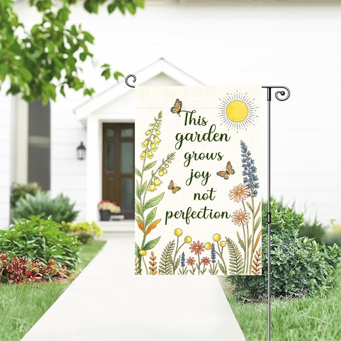 Garden Flag, Funny Welcome Yard Flag for Outside, Religious Garden Gifts, Christian Yard Sign Home Décor, Christian Bible Musical Notes Flag (Beige2)