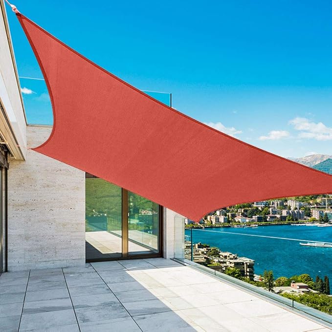 Shade&Beyond 12'x20' Sun Shade Sails Curved Canopy Rectangular Rust Red 185GSM Shade Sail Permeable for Patio Deck Yard Backyard, (We Make Custom Size)