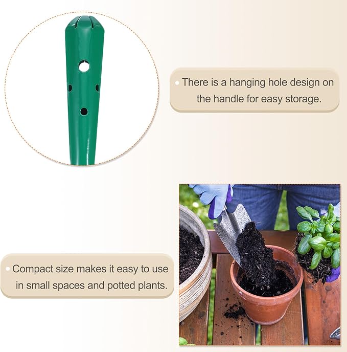 HARFINGTON 4pcs Mini Colorful Metal Hand Shovel 11" x 3" Digging Trowel Set Transplanting Garden Tools for Flower Soil Digging Planting Weeding Transplanting Garden, Green