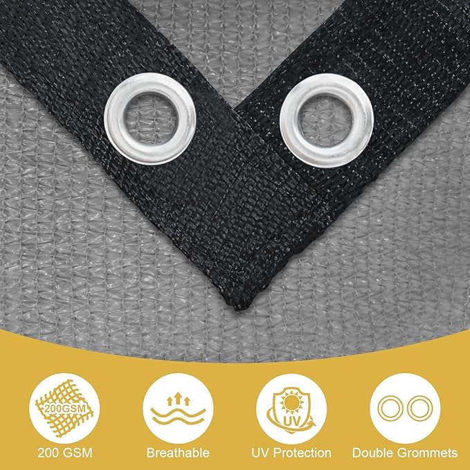 Shade&Beyond 90% Sun Shade Cloth with Grommets, 10' X 10' Pergola Shade Cover Canopy, Mesh Tarp Sun Screens for Patio, Outdoor, Garden, Backyard, Light Gray