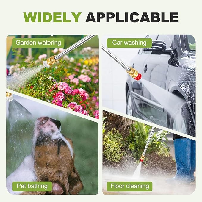 Jet Nozzle Power Washer for Garden Hose, 2026 Pressure Washer Wand with 3 Interchangeable Nozzles, Pressure Washer Nozzle for Car Washing Patio Garden Outdoor Cleaning (Grey Set)