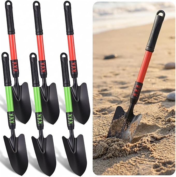 6 Pcs Small Garden Shovel for Digging 16.93'' Long Handle Garden Hand Shovel Metal Hand Trowel Spade for Planting Gardening Farm Lawn Yard Beach Home Shop